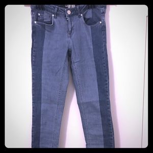 Two colored colors jeans stripe on side